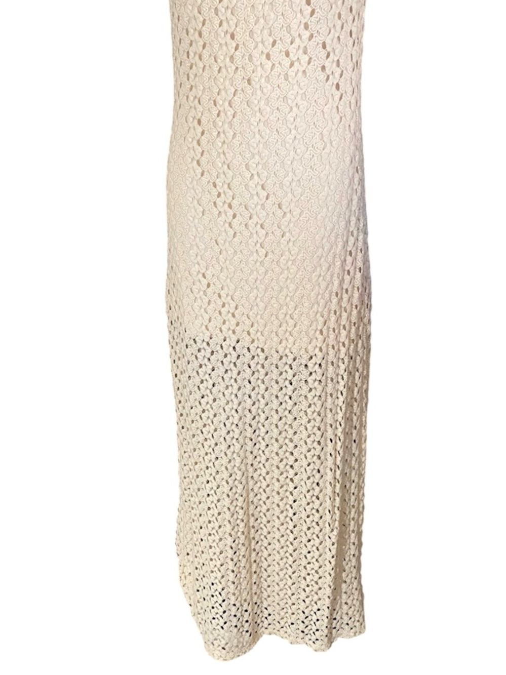 Forever 21 Cream Crochet Knit Maxi Dress M Boho Resort Festival - Picture 4 of 11